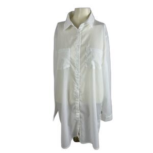 Pretty Little Thing Womens Button Down Collared Front Pockets Shirt White Size 4